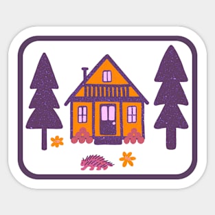 Cosy Cabin (Thistle & White) Sticker